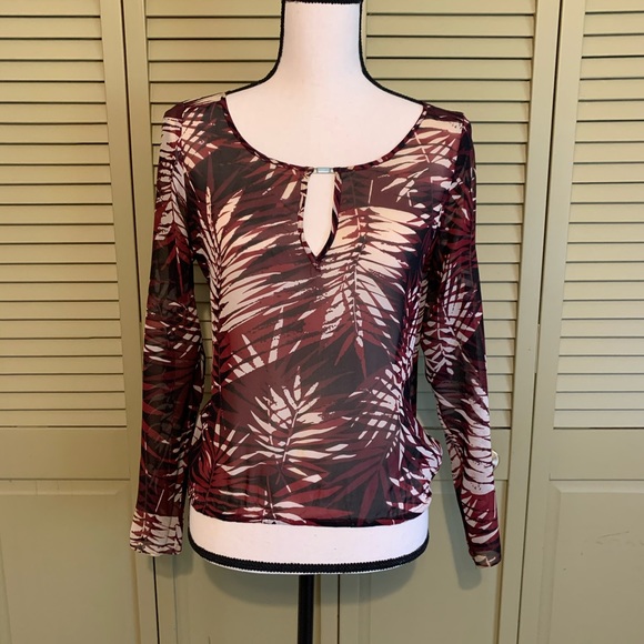 Beautiful Palm Pattern Silk Blouse - Picture 2 of 14